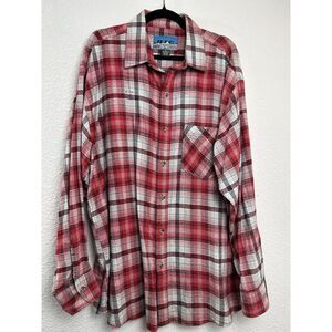 BTC Bay Trading Co Flannel Shirt‎ Mens Size XL Red Plaid Long Sleeve Button